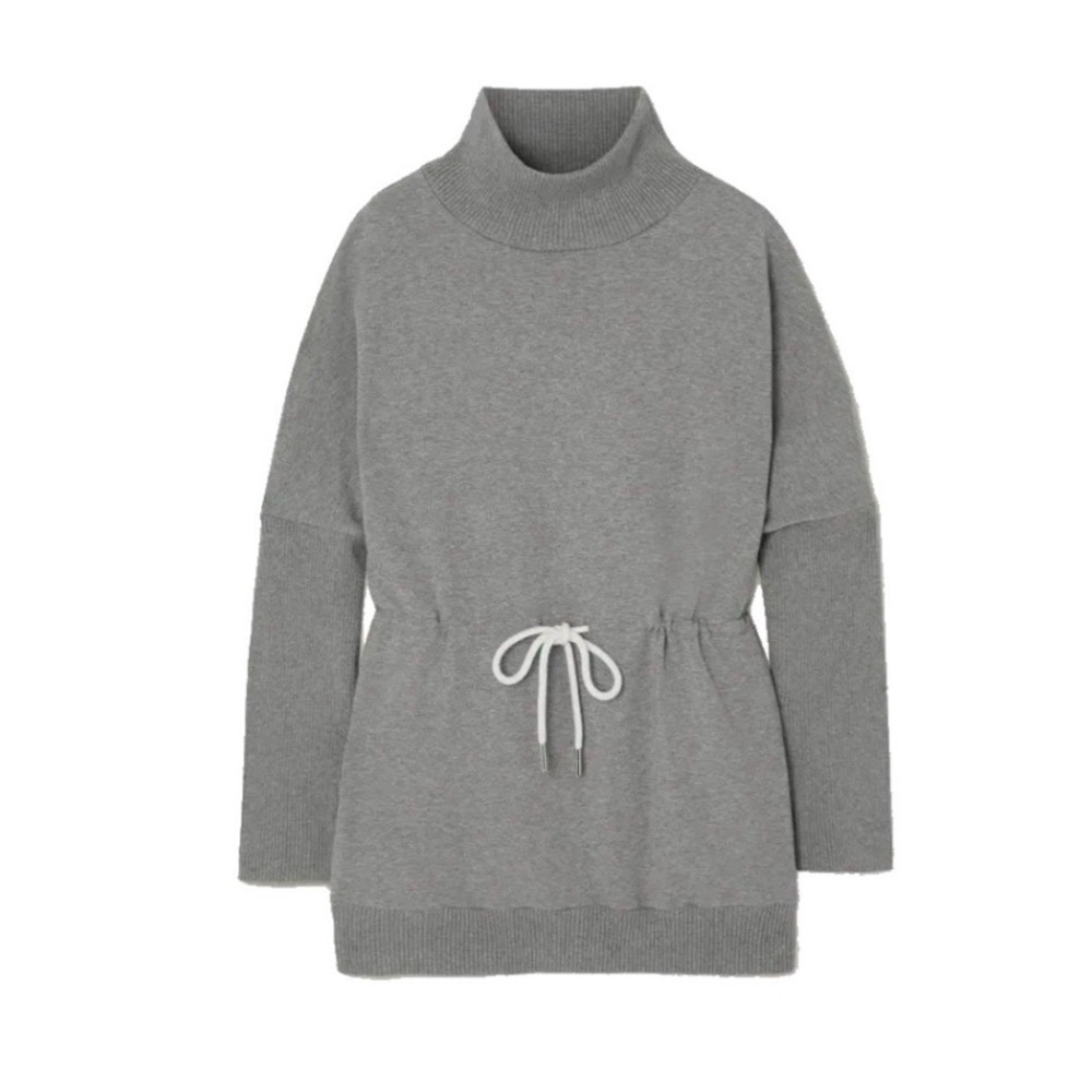 Varley Adelaine Drawstring Cinch Waist Mock Neck Gray Sweatshirt Size XS